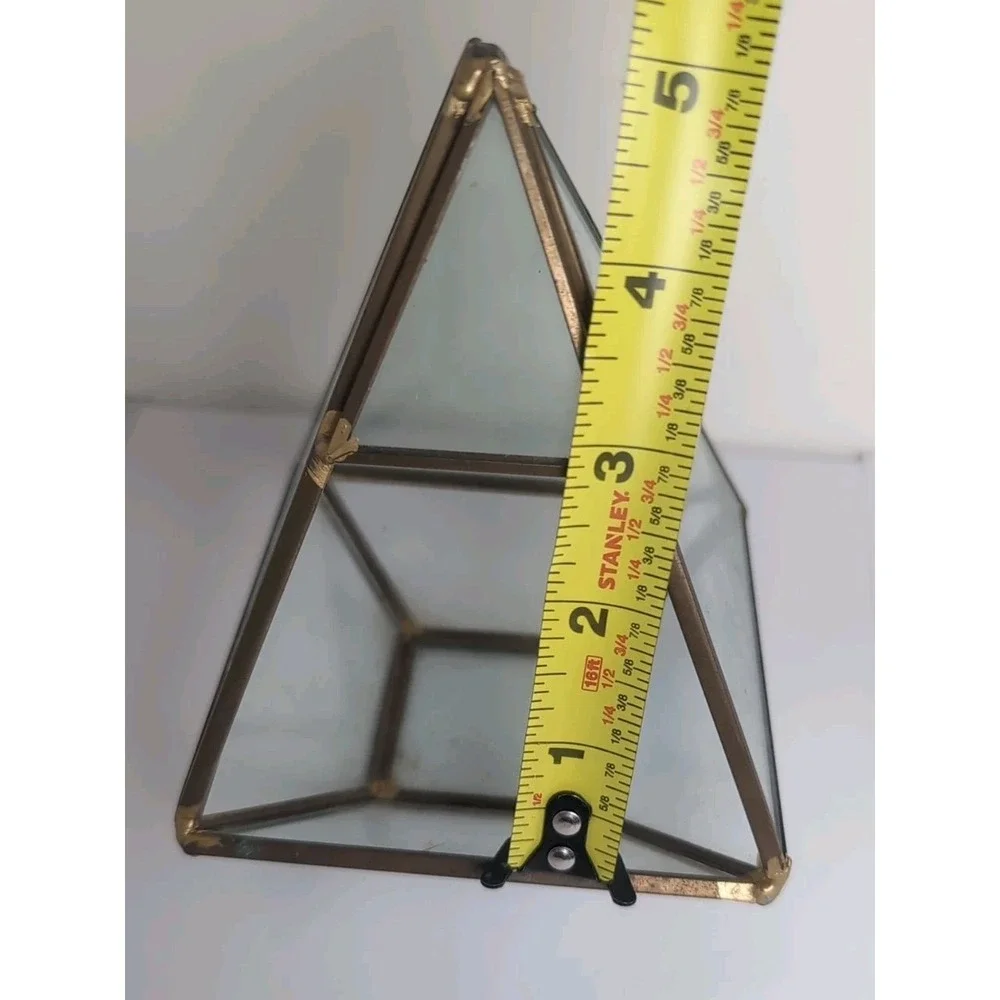Vintage Geometric Terrarium Planter Brass & Glass Succulents Holder 6